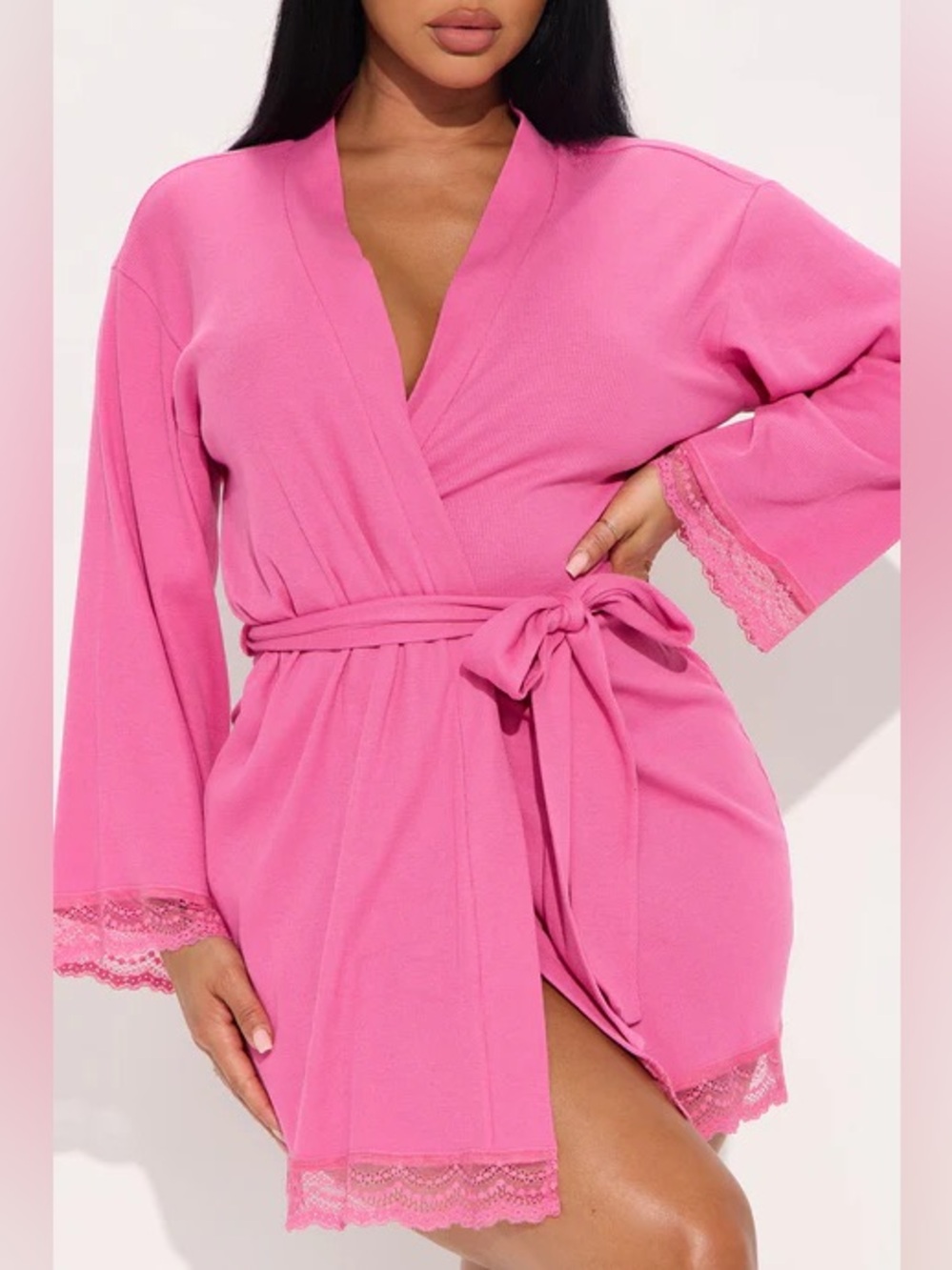 Midnight Moods Ribbed Robe - Hot Pink - Picture 5 of 5